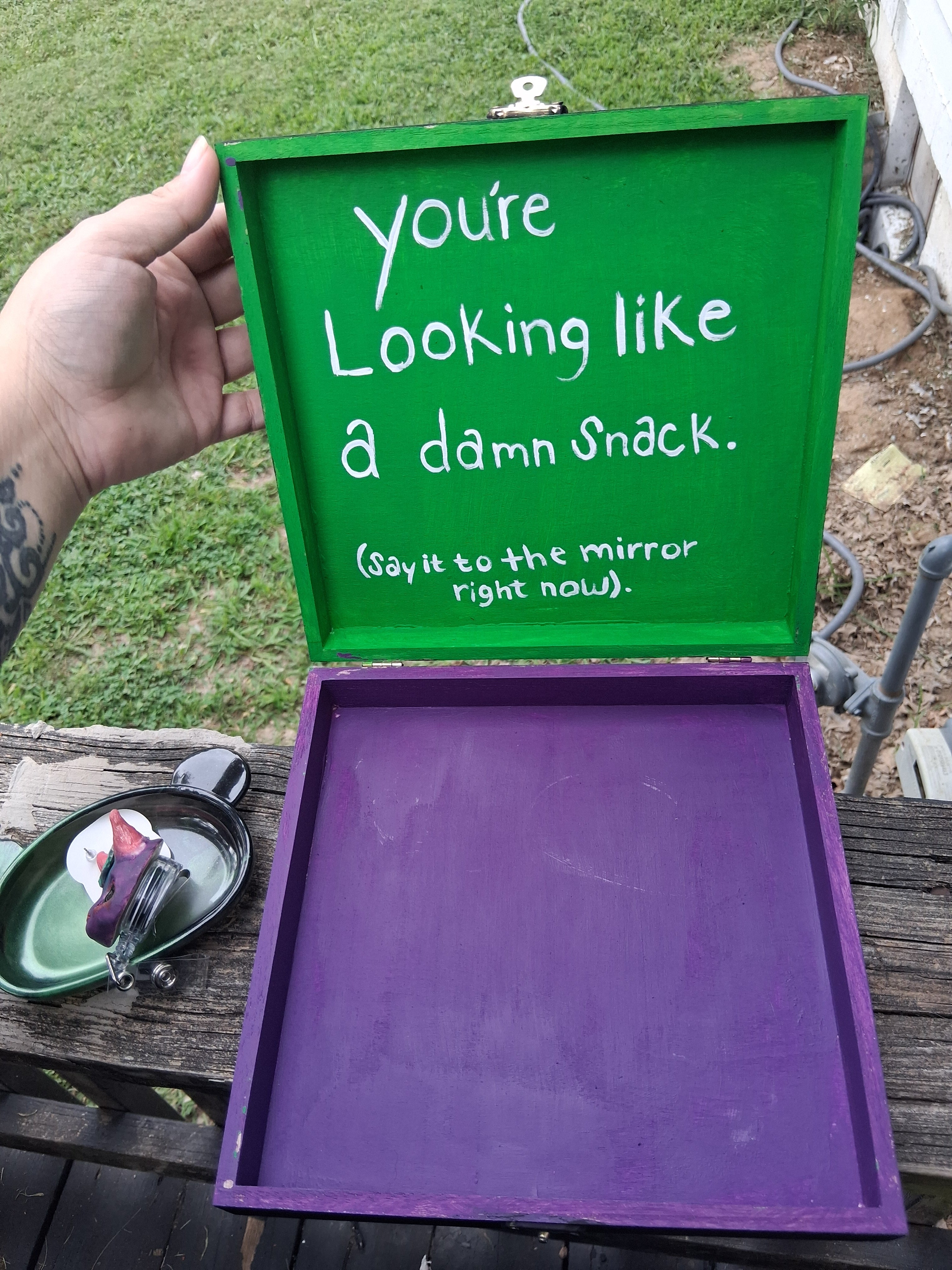 'BoOoOobs" Painted Wooden Trinket Box WITH 5 GIFTS INSIDE!