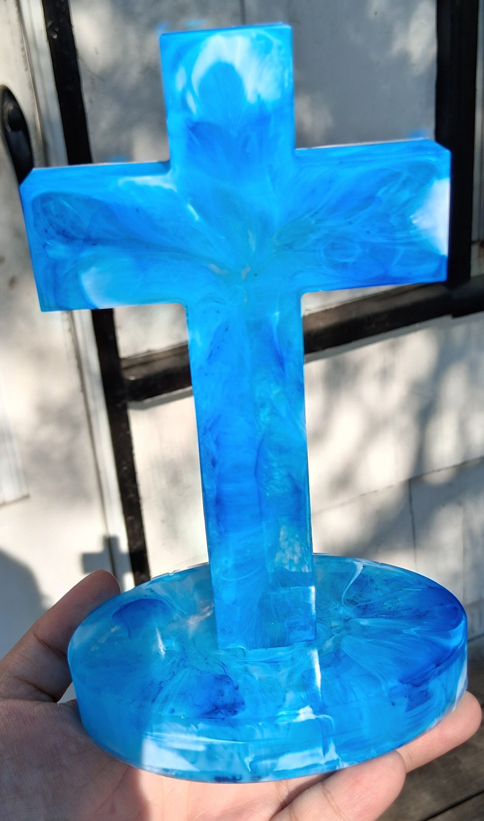 Blue & White Standing Cross