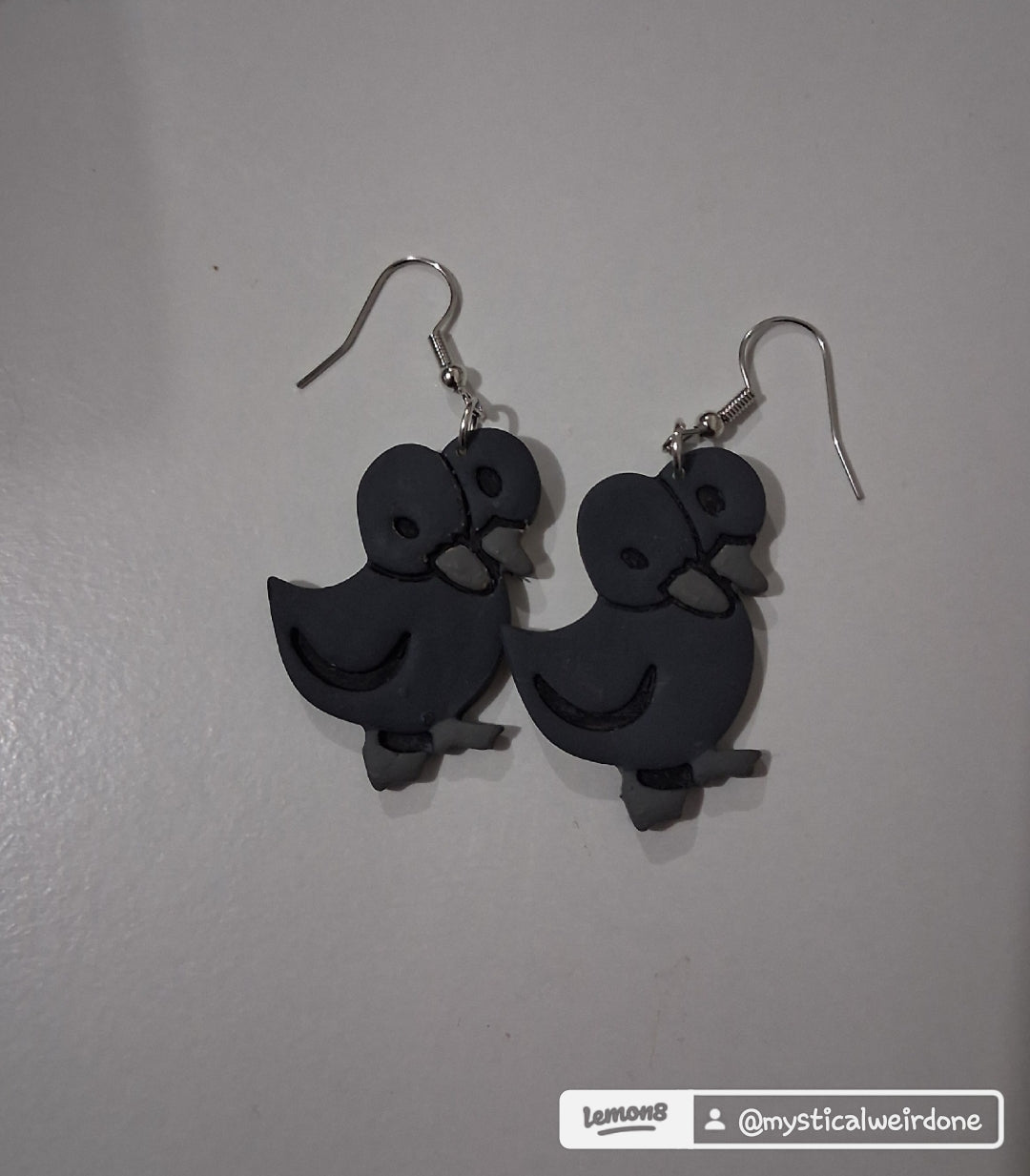 Gothic 2 Headed Duck Earrings