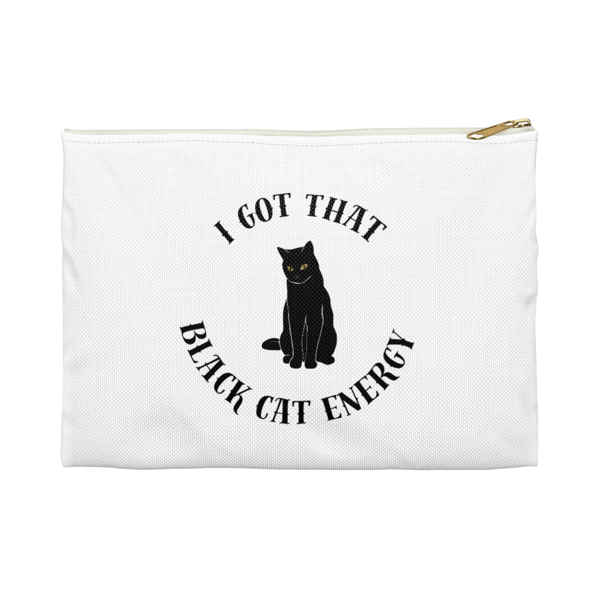 Black Cat Energy Accessory Pouch, Cat Lover Gift, Makeup Pouch, Zodiac Gift, Halloween Accessory, Fun Animal Pouch