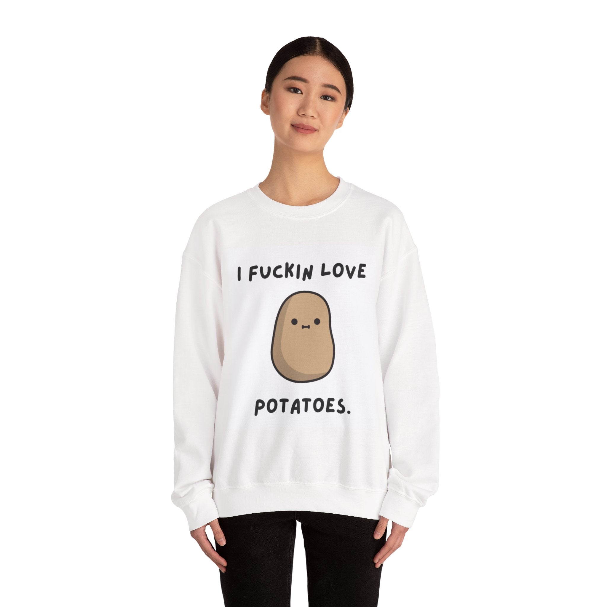 Playful Potato Sweatshirt, Funny Gift for Food Lovers, Cozy Unisex Pullover, Ideal for Casual Outings, Perfect for Birthdays and Holidays