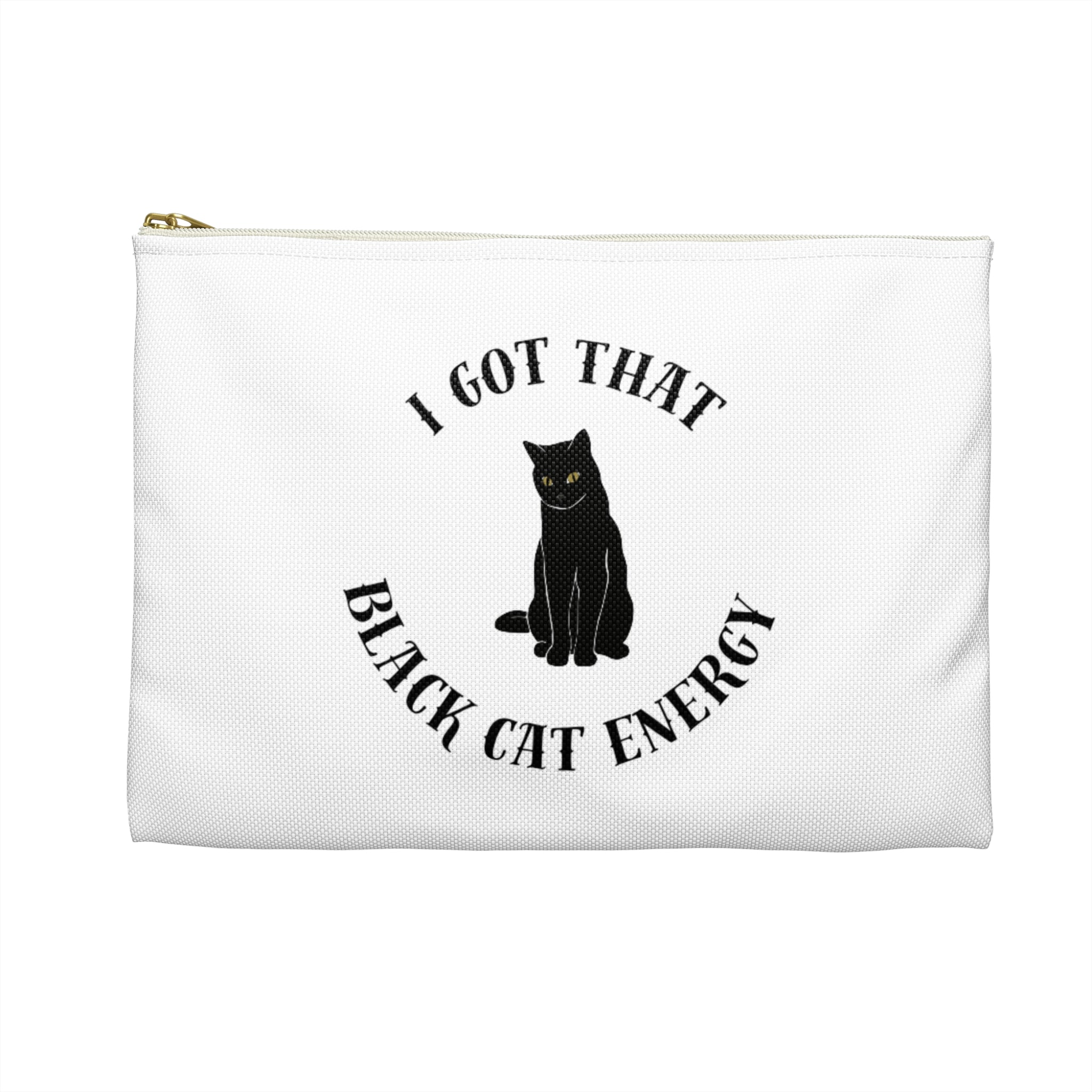 Black Cat Energy Accessory Pouch, Cat Lover Gift, Makeup Pouch, Zodiac Gift, Halloween Accessory, Fun Animal Pouch