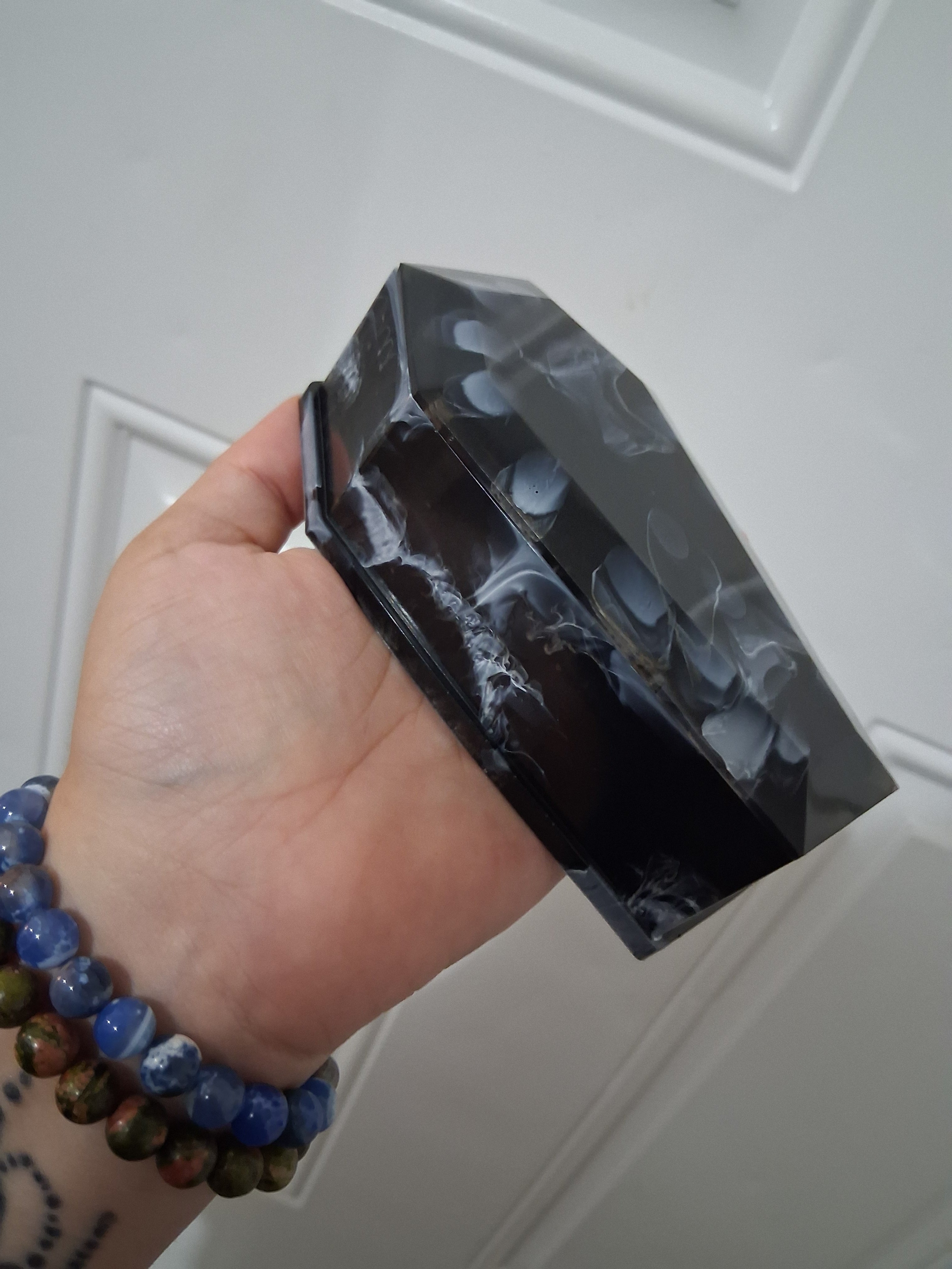 Black & White Marbled Coffin Box